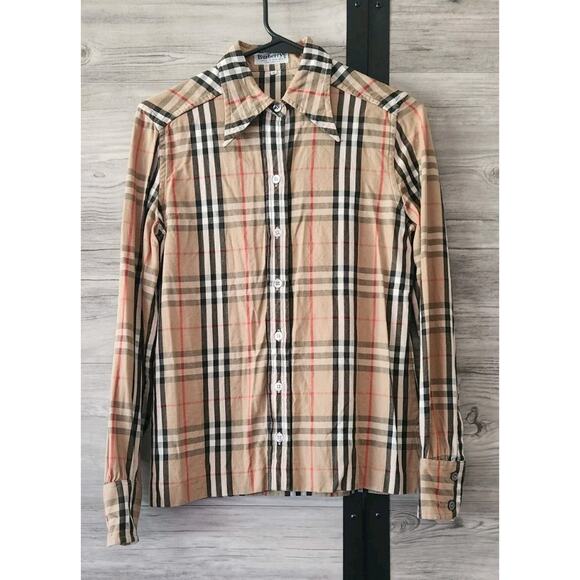 VTG Burberry London Nova Check Long Sleeve Shirt Women's UK 10 Made In England - Picture 1 of 5